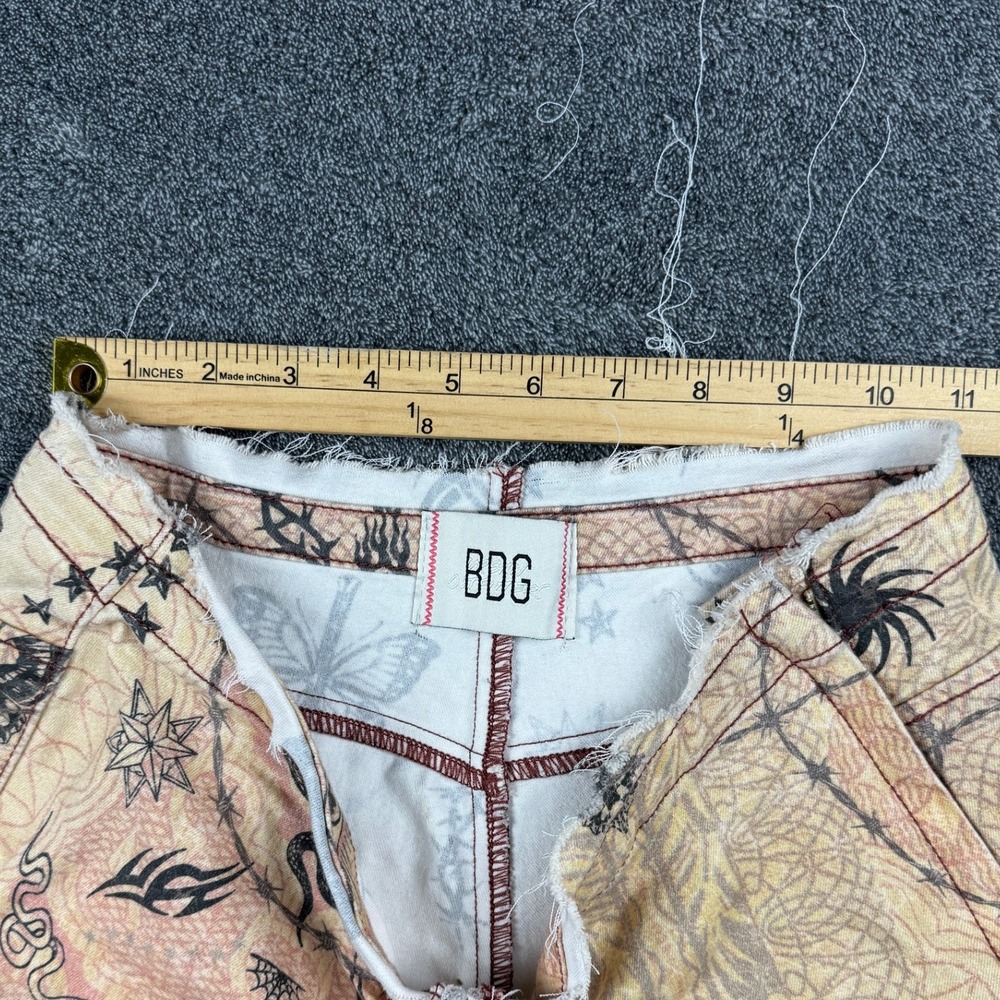 Vintage BDG Urban‎ Outfitters Tattoo Print V Flare Pants Y2K Grunge Size 27 - Picture 11 of 15
